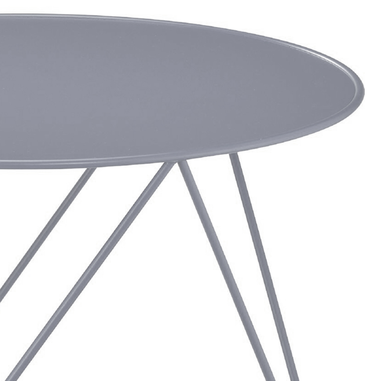 Accent Table With Open Geometric Base And Round Top, Gray- Saltoro Sherpi