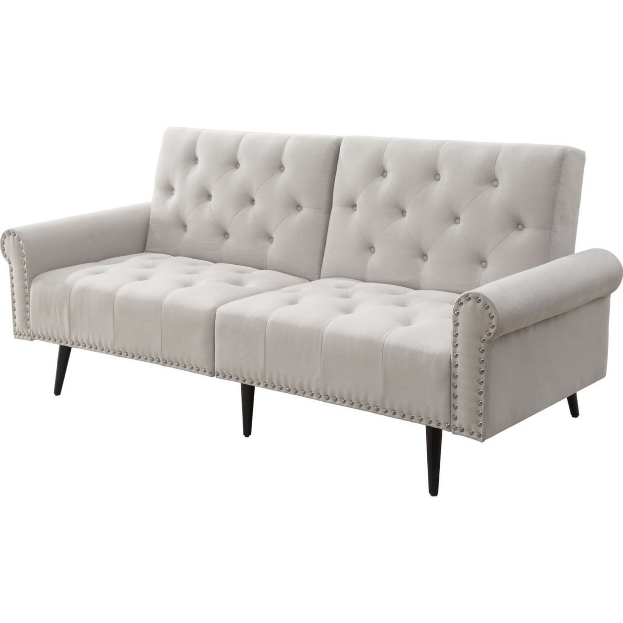 Adjustable Sofa With Button Tufting And Rolled Arms, White- Saltoro Sherpi
