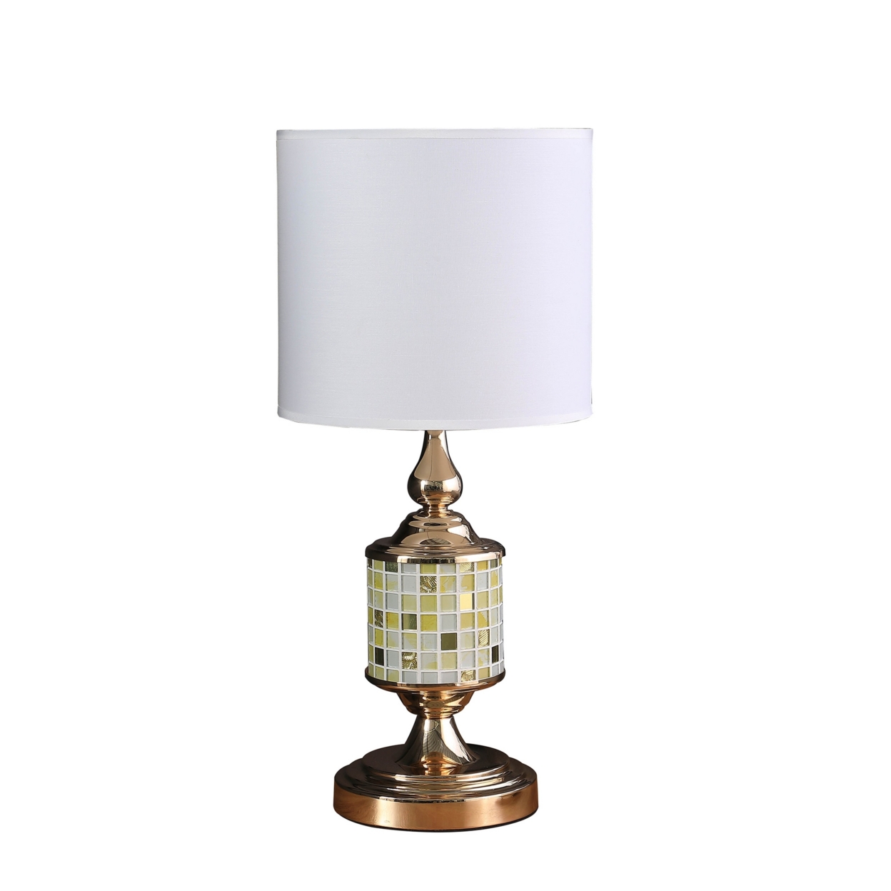 Table Lamp With Glass Cut Out Mosaic Pattern, Gold- Saltoro Sherpi