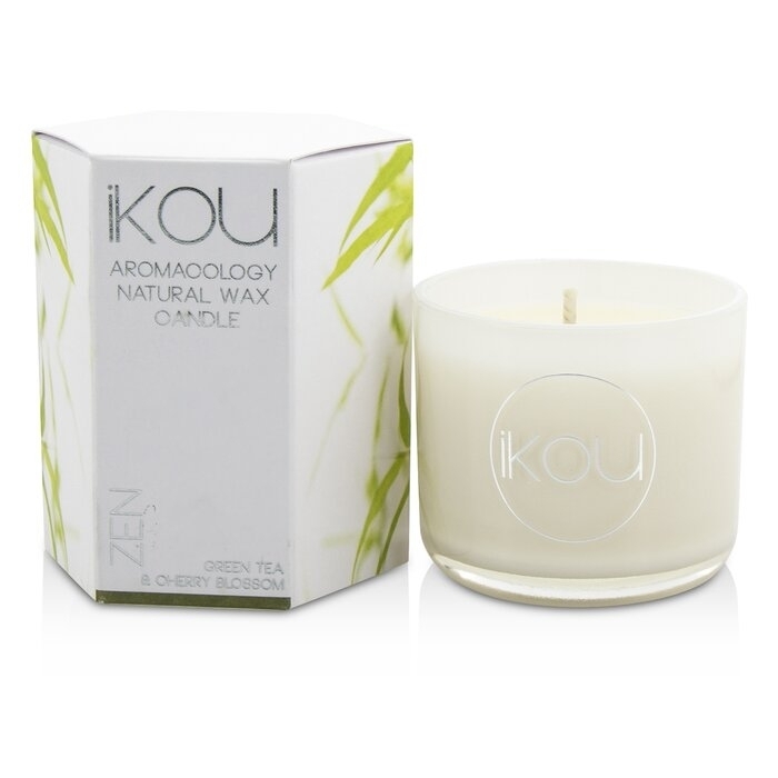 iKOU - Eco-Luxury Aromacology Natural Wax Candle Glass - Zen (Green Tea & Cherry Blossom)((2x2) inch)