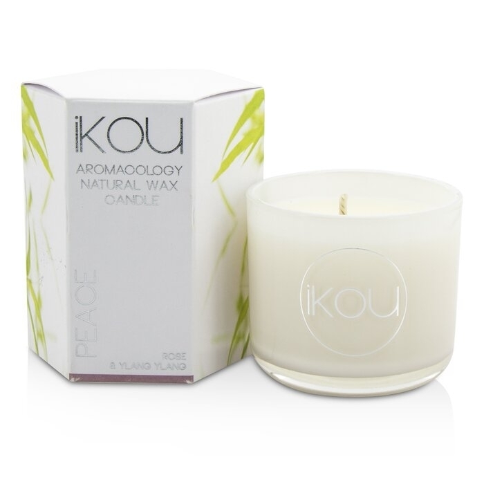 IKOU - Eco-Luxury Aromacology Natural Wax Candle Glass - Peace (Rose & Ylang Ylang)((2x2) Inch)