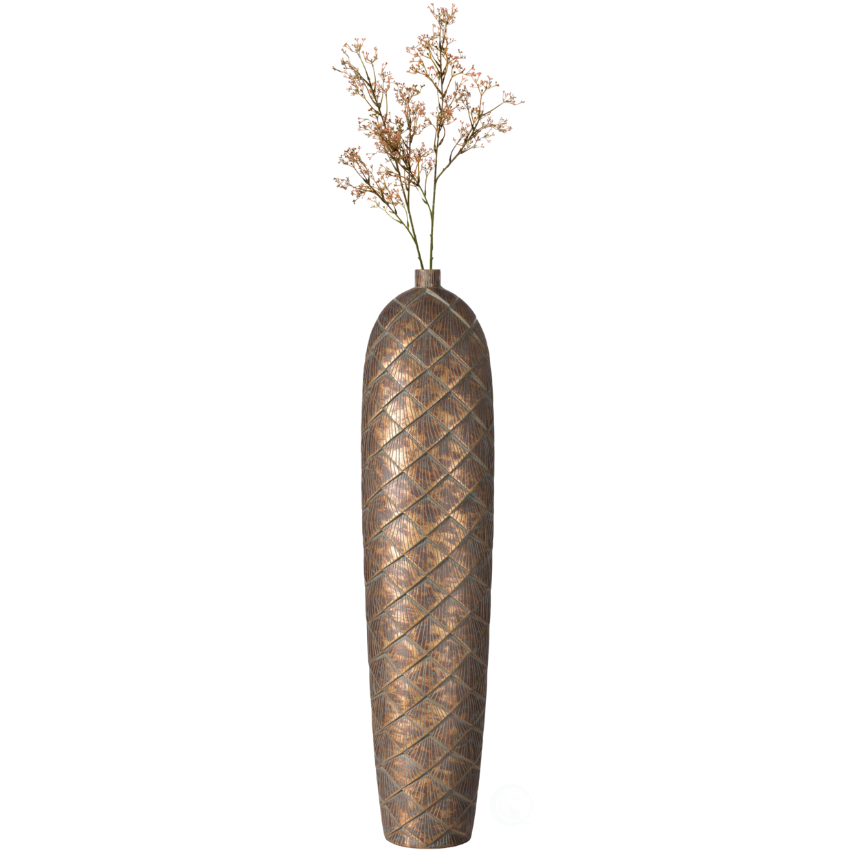 Tall Cylinder Antique Style Designed Floor Vase For Entryway Dining Or Living Room, Ceramic Rustic