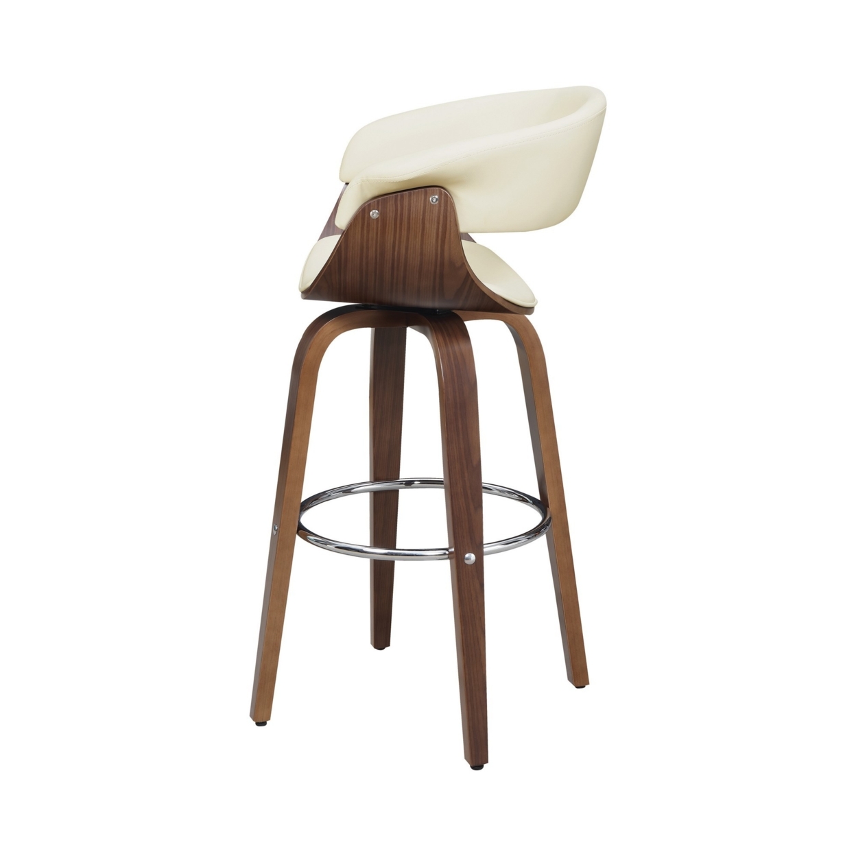 Barstool With Counter Open Design And Wooden Legs, Cream And Brown- Saltoro Sherpi
