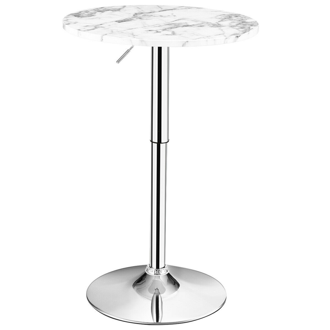 360-degree Swivel Round Pub Table Height Adjustable Bistro Bar Table W/Faux Marble Top