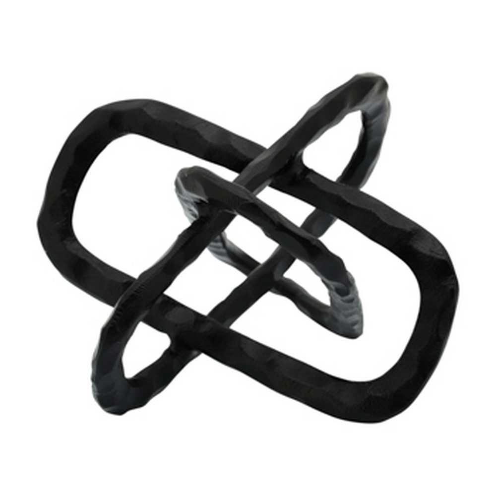 Metal Accent Decor With Oval Shaped Interlinks, Black- Saltoro Sherpi