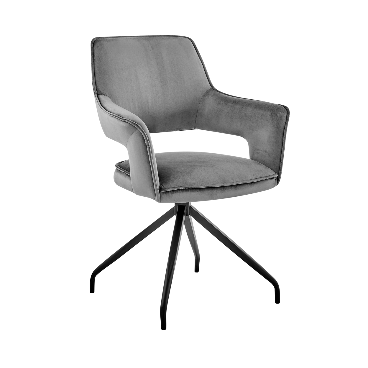 Velvet Upholstered Contemporary Accent Chair, Black And Gray- Saltoro Sherpi