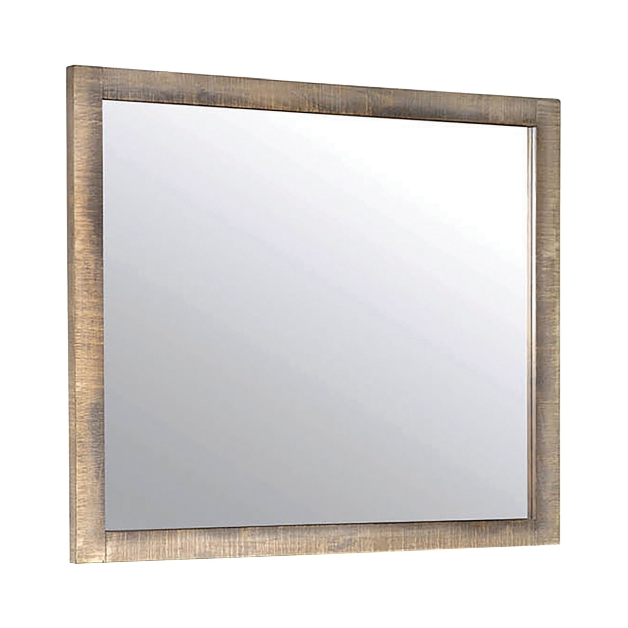 Rectangular Mirror With Rough Hewn Saw Texture, Brown- Saltoro Sherpi