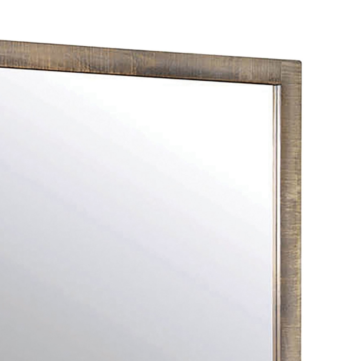 Rectangular Mirror With Rough Hewn Saw Texture, Brown- Saltoro Sherpi