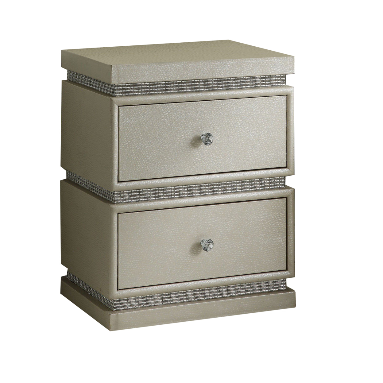 Accent Table With 2 Drawers And Faux Leather Wrapping, Cream- Saltoro Sherpi
