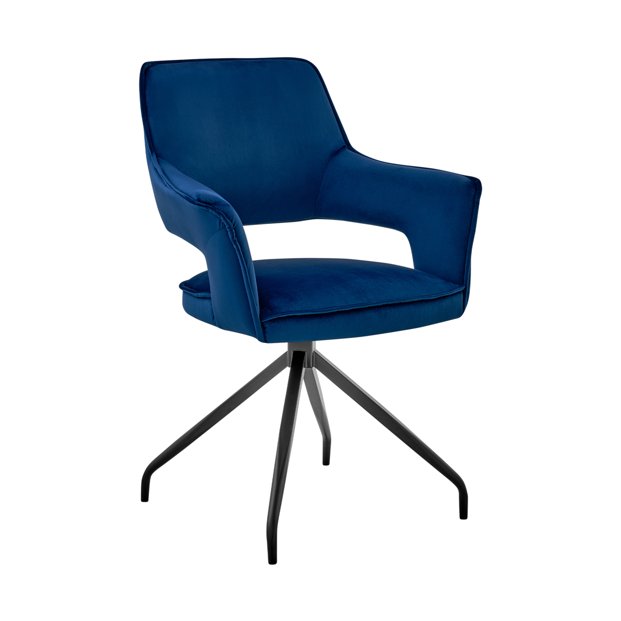 Velvet Upholstered Contemporary Accent Chair, Black And Blue- Saltoro Sherpi