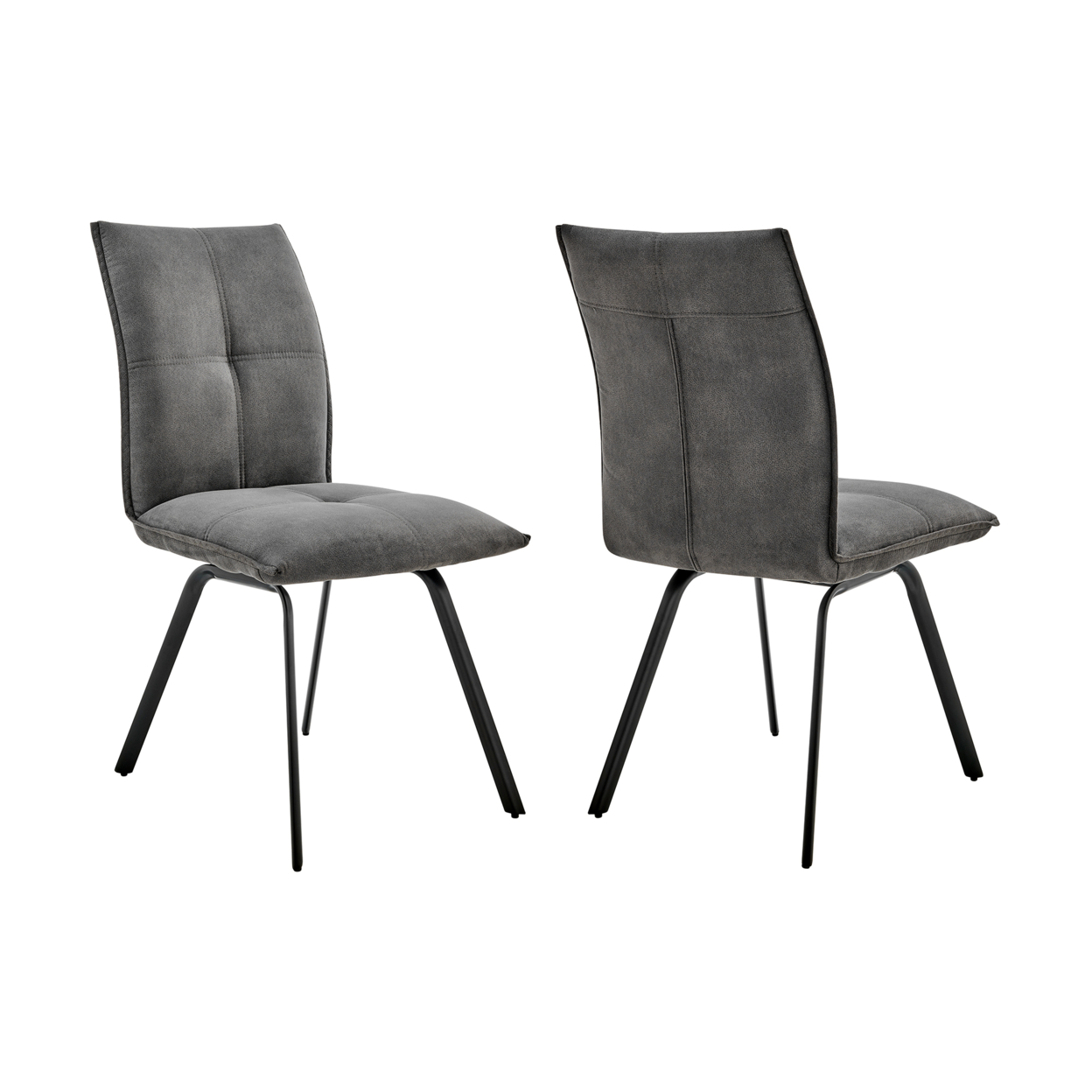 Dining Chair With Welt Trim Stitching, Set Of 2, Gray And Black- Saltoro Sherpi