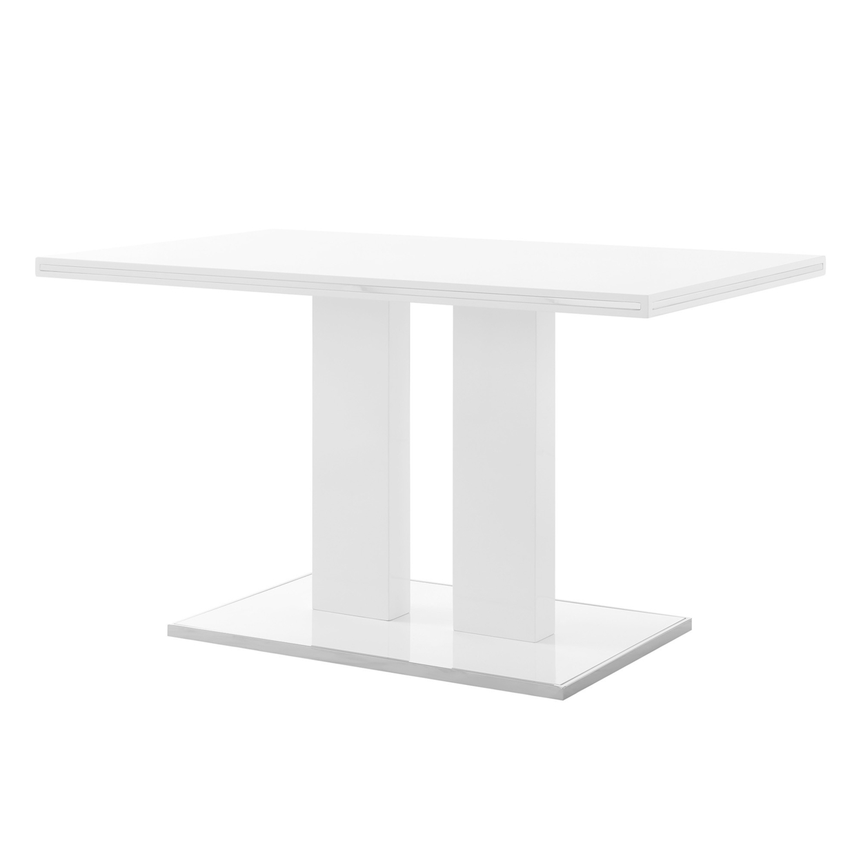 51 Inch Dining Table With Lacquer Coated Top And Metal Base, White- Saltoro Sherpi