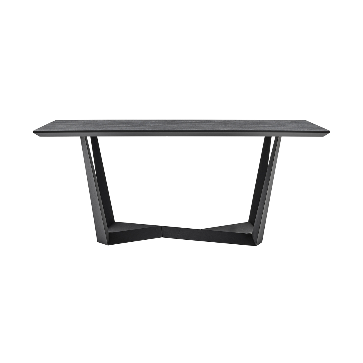 Dining Table With Melamine Top And Intersected Base, Gray And Black- Saltoro Sherpi