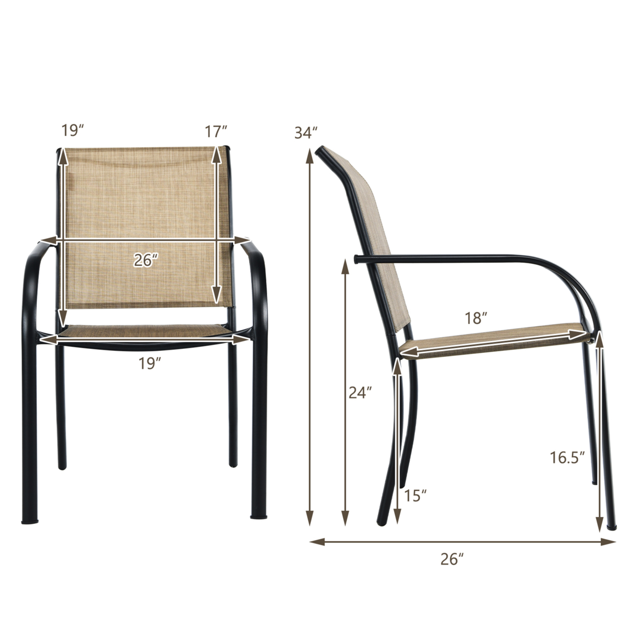 Gymax Patio Dining Chair Outdoor Stackable Armchair Backyard Garden - 10 Pcs