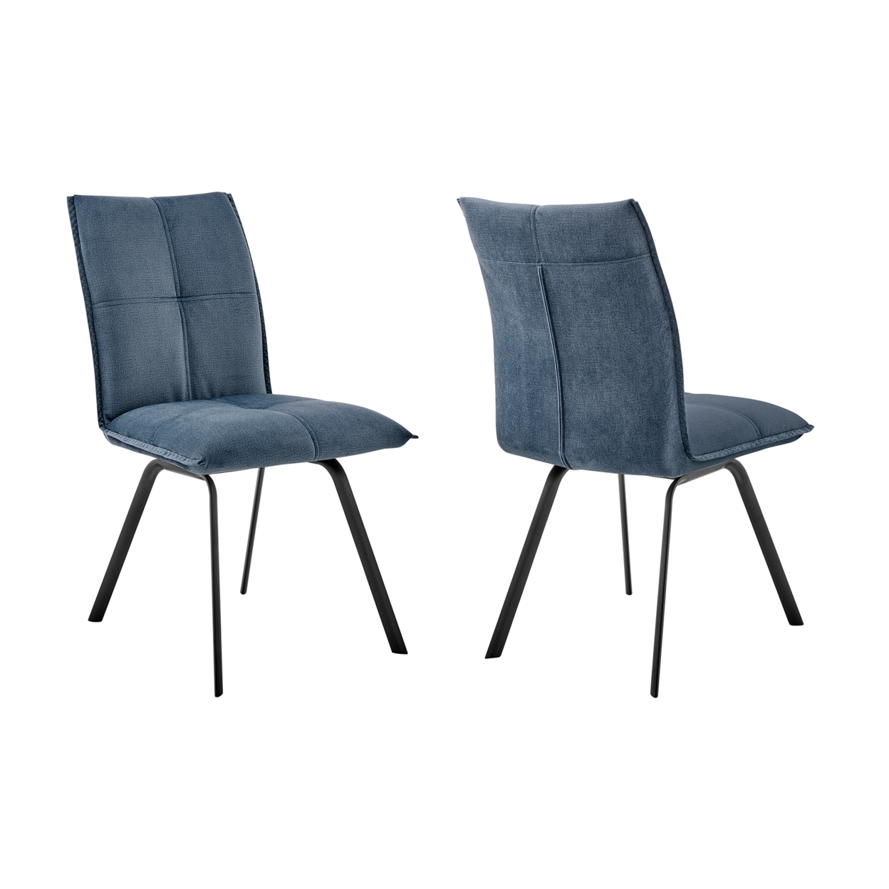 Dining Chair With Welt Trim Stitching, Set Of 2, Blue And Black- Saltoro Sherpi