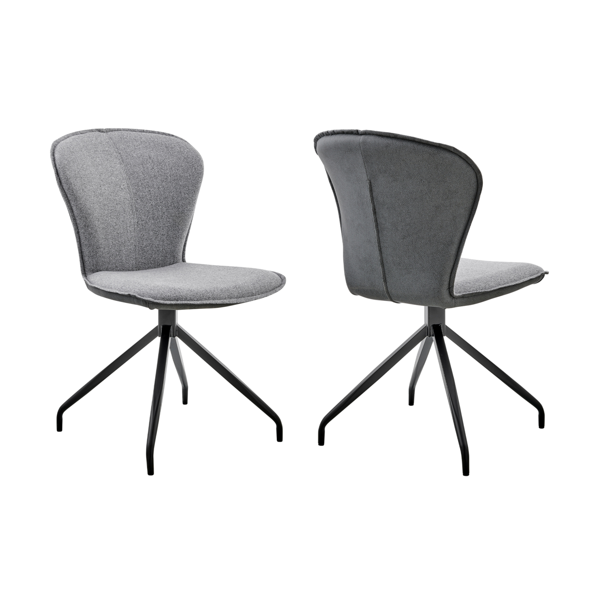 Dining Chair With Wide Back And Seat, Set Of 2, Gray And Black- Saltoro Sherpi
