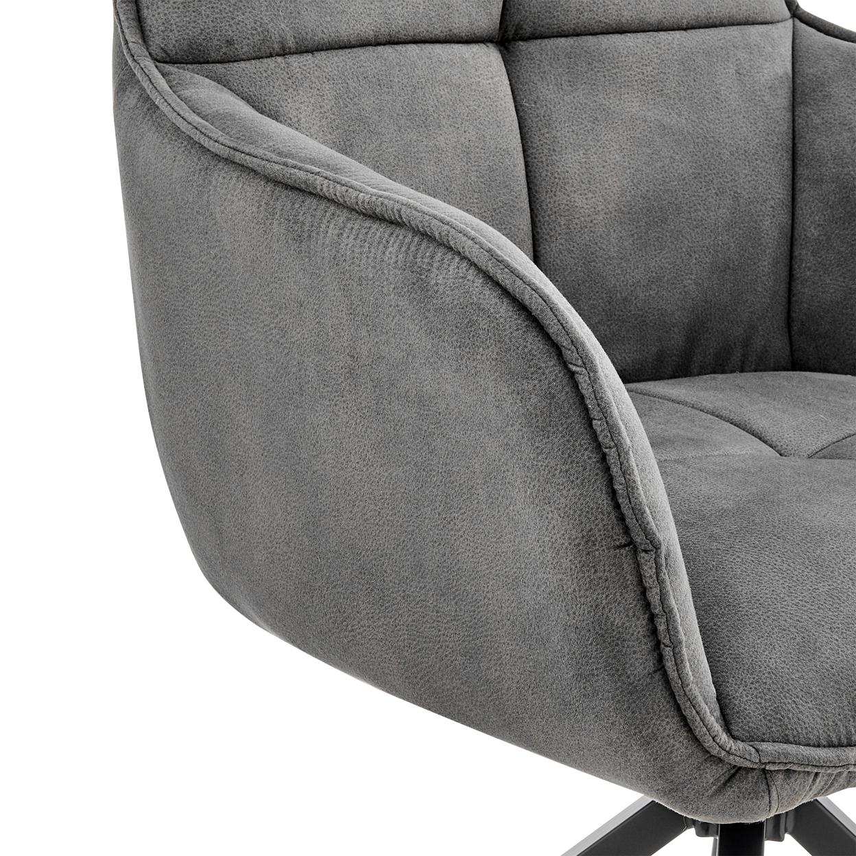 Accent Chair With Square Tufting And Metal Legs, Gray And Black- Saltoro Sherpi