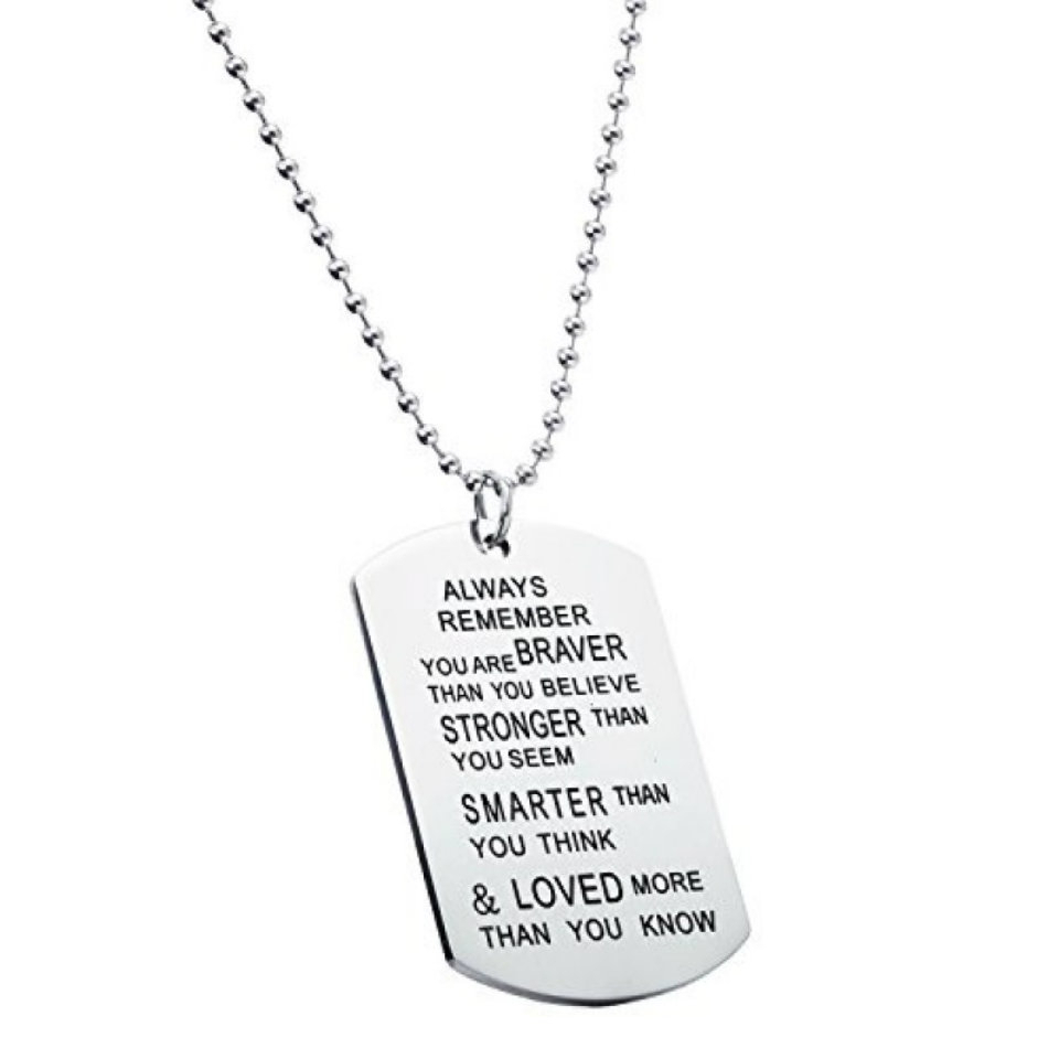 Always Remember Dog Tag Necklace Stainless Steel Inspirational Necklace