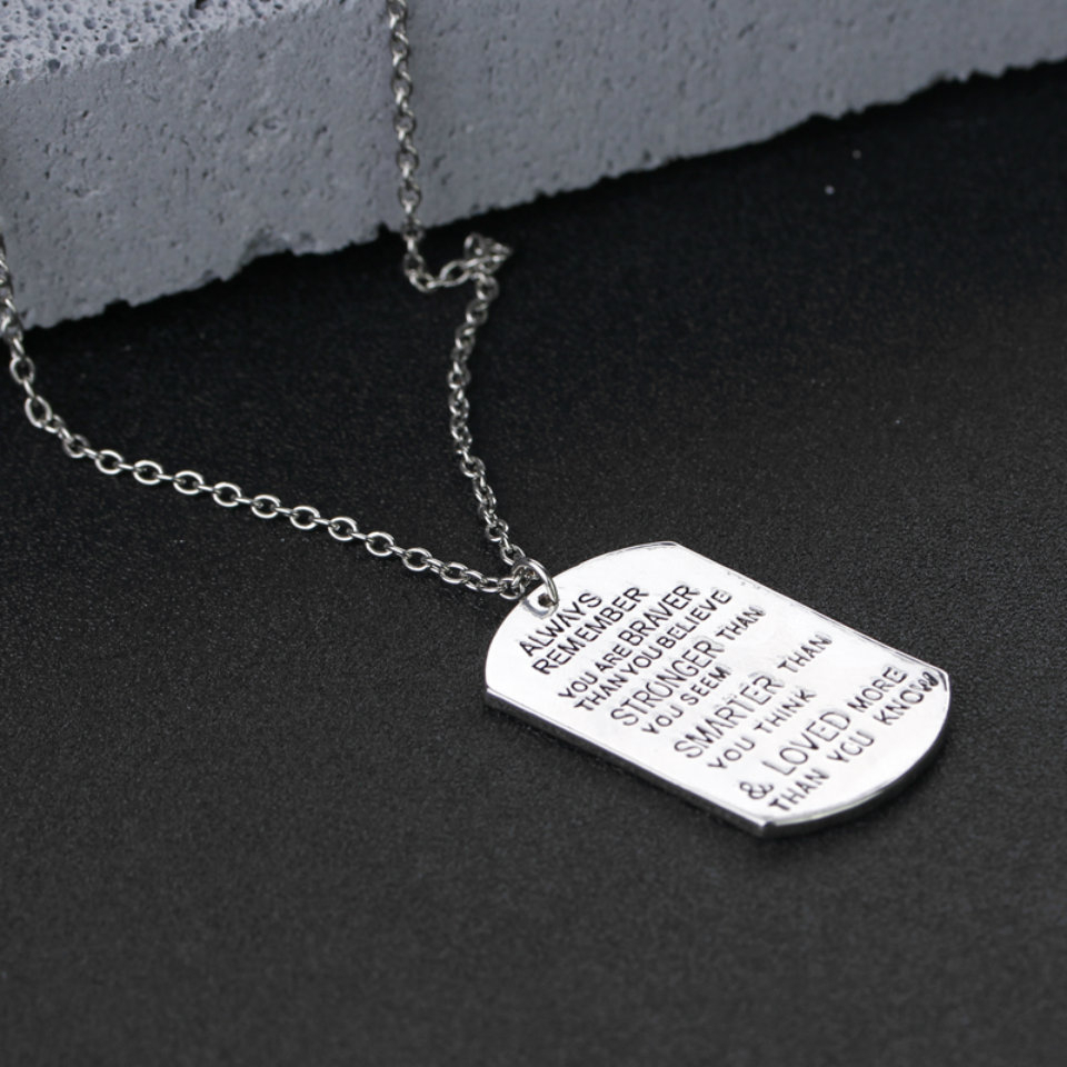Always Remember Dog Tag Necklace Stainless Steel Inspirational Necklace