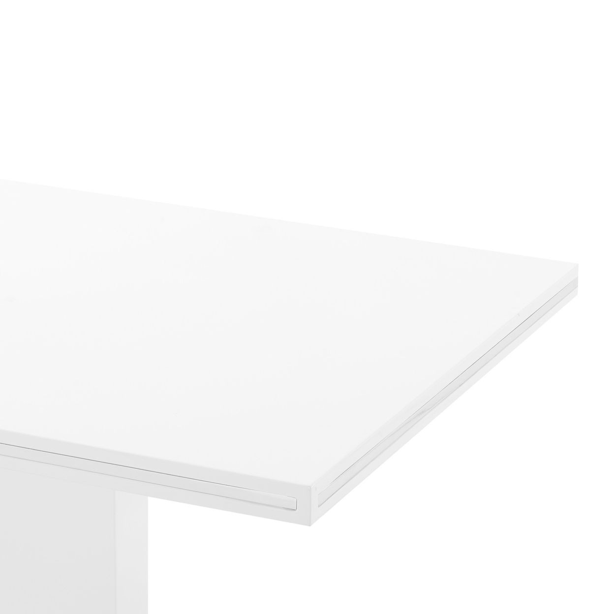 51 Inch Dining Table With Lacquer Coated Top And Metal Base, White- Saltoro Sherpi