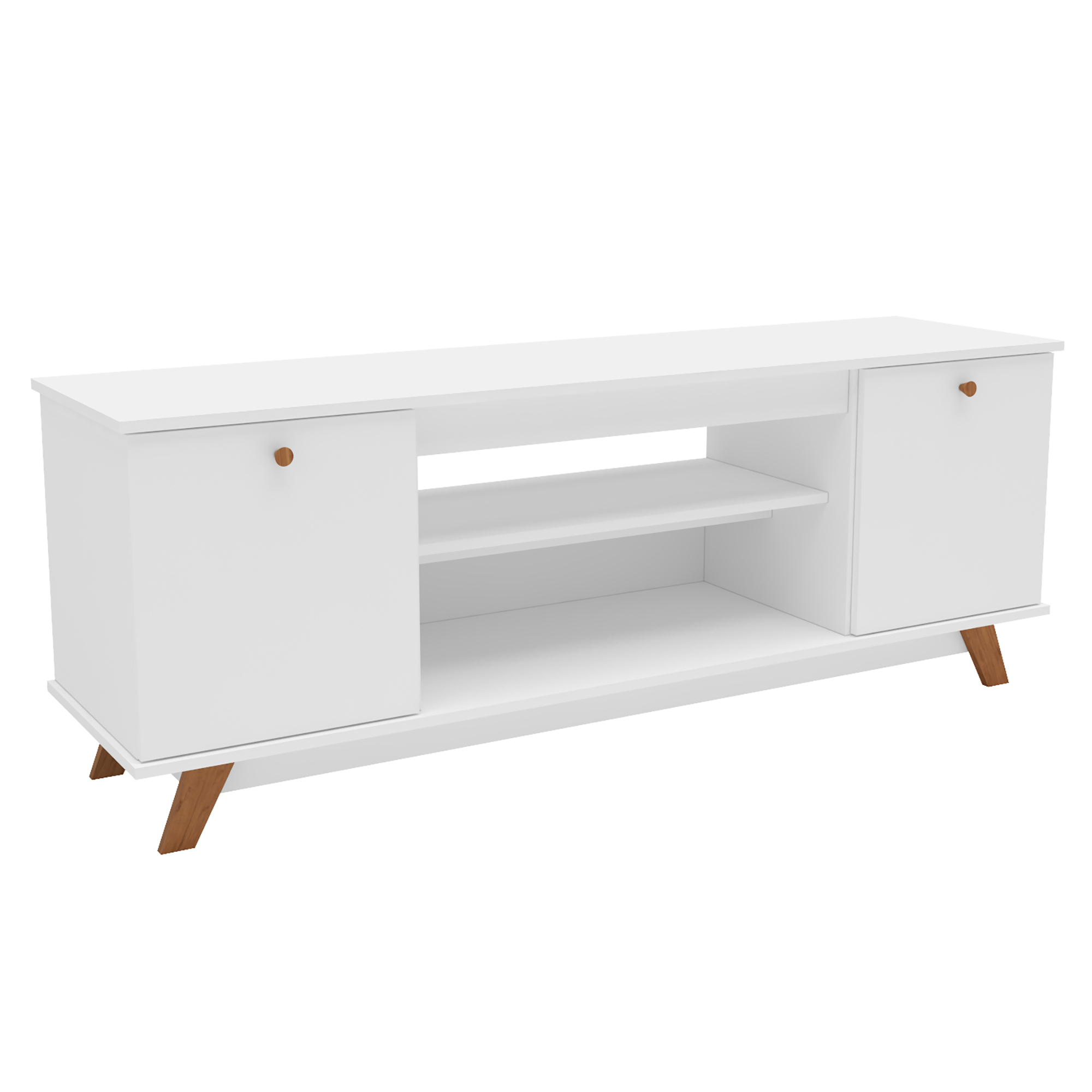 Cleveland 59 in. White Wood TV Stand with Two Storages Fits TV's up to 55 in.