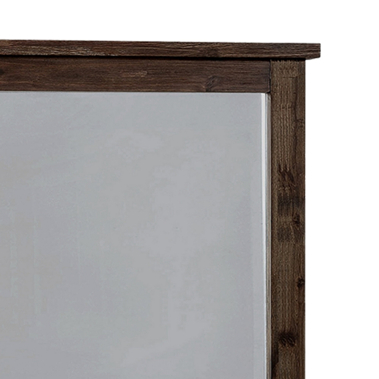 Rectangular Mirror With Wooden Encasing And Grains, Brown- Saltoro Sherpi