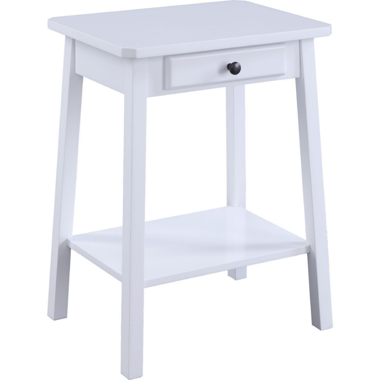 MDF Accent Table With 1 Drawer And Open Shelf, White- Saltoro Sherpi