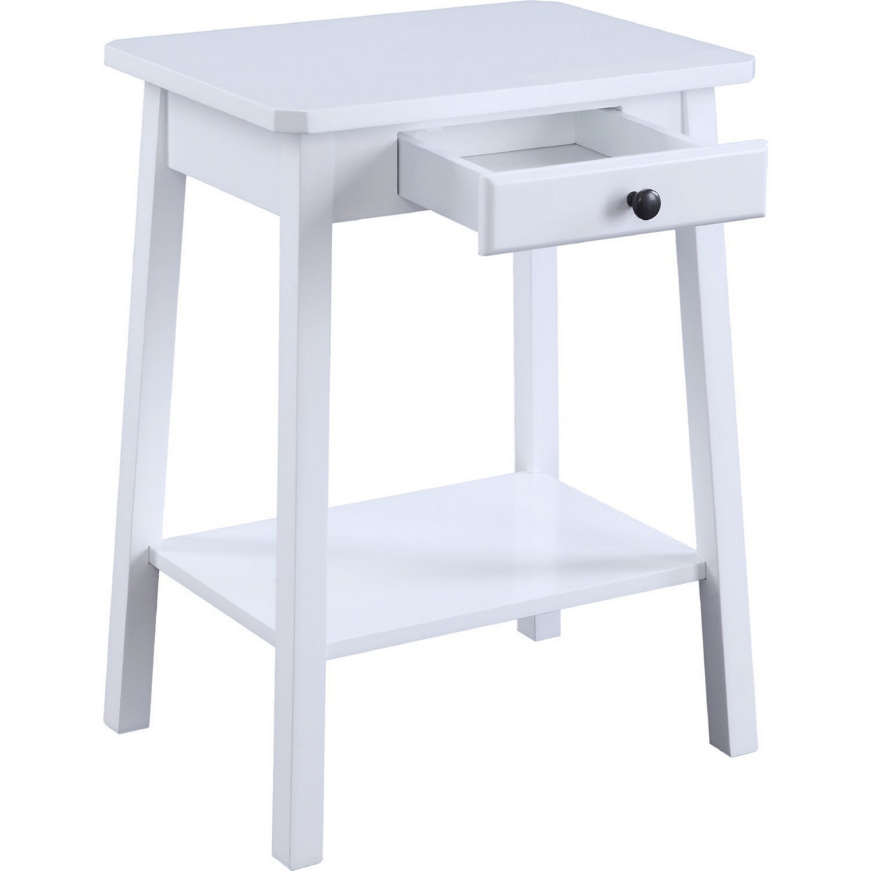 MDF Accent Table With 1 Drawer And Open Shelf, White- Saltoro Sherpi