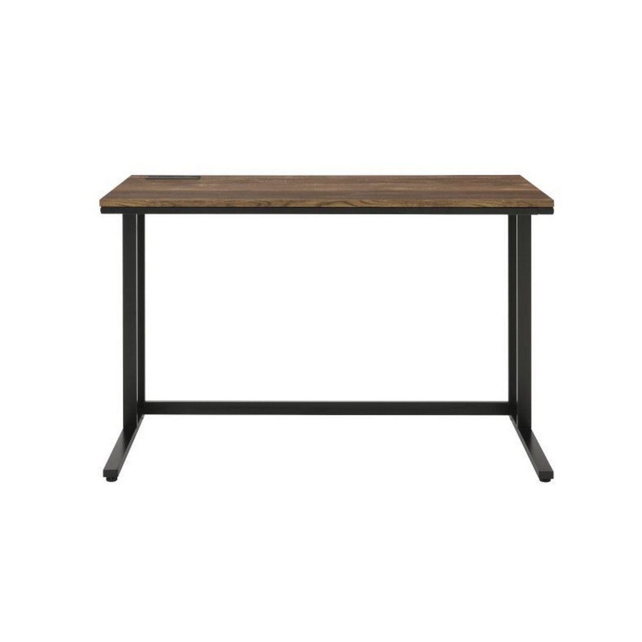 Writing Desk With Wooden Top And Built In USB Port, Brown And Black- Saltoro Sherpi