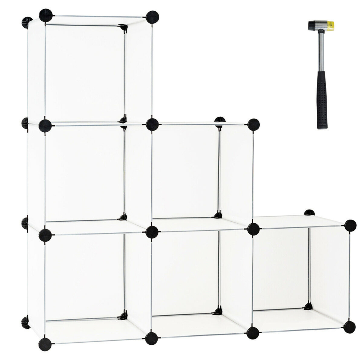 6 Cube Storage Organizer Plastic Organizer Units W/ Steel Frame