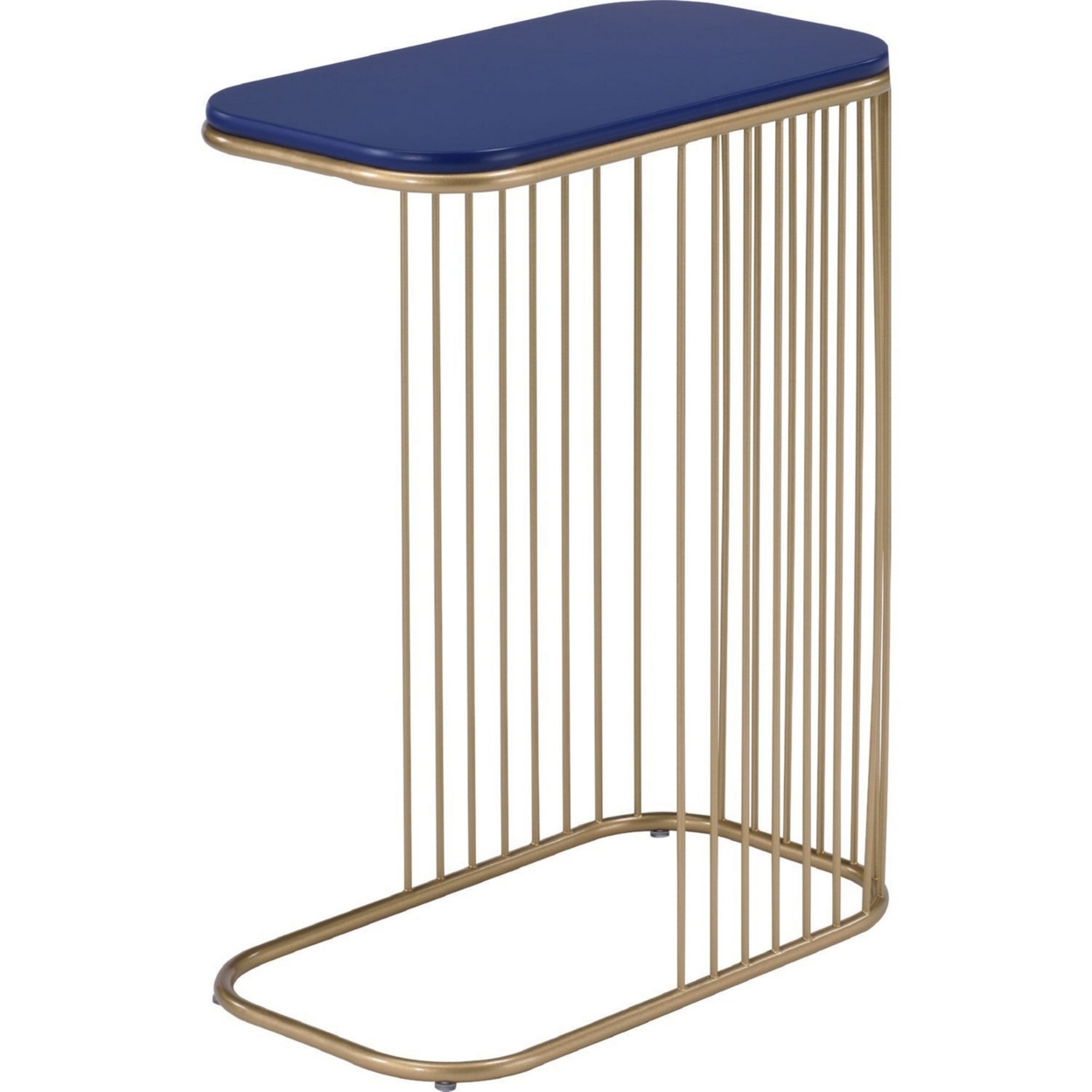 Open Framed Unique Accent Table, Blue And Gold- Saltoro Sherpi