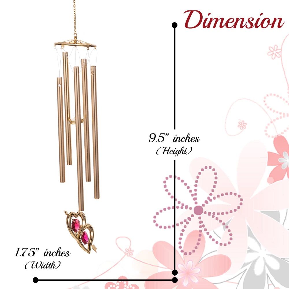 Matashi 24K Gold Plated Crystal Studded Double Heart With Arrow Wind Chime