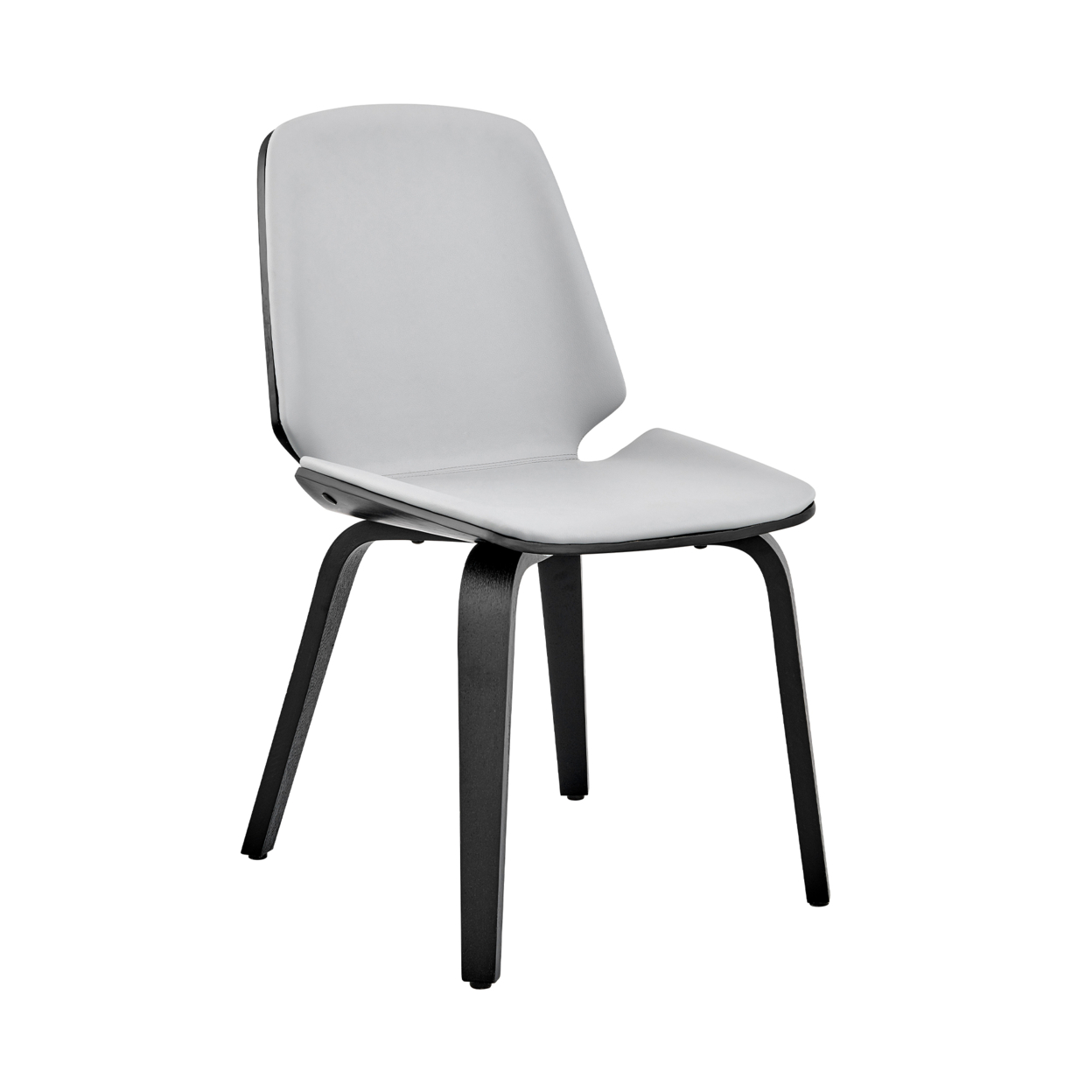 Leatherette Dining Chair With Slightly Curved Seat, Gray And Black- Saltoro Sherpi
