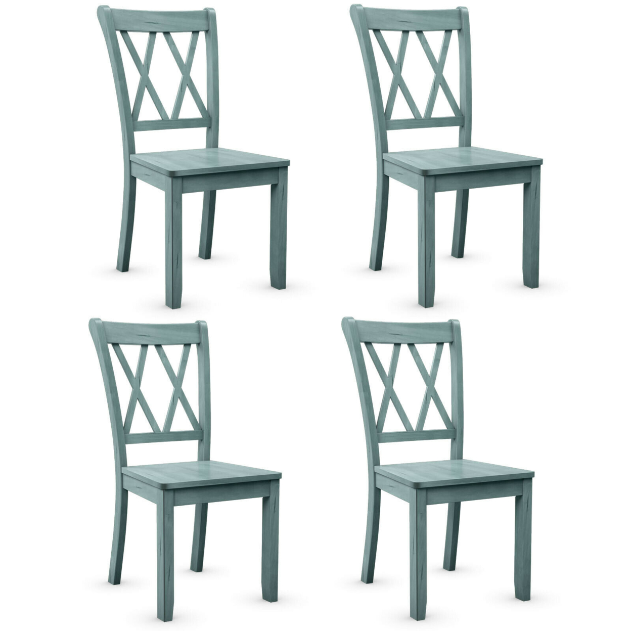 Set Of 4 Wooden Dining Side Chair Armless Chair Home Kitchen Mint Green