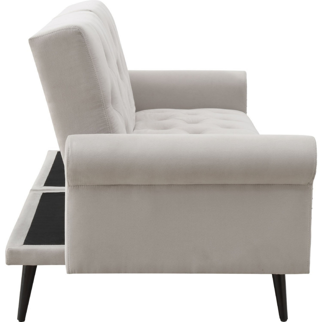 Adjustable Sofa With Button Tufting And Rolled Arms, White- Saltoro Sherpi