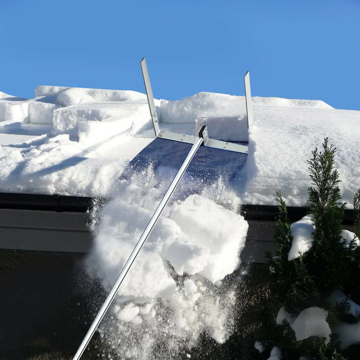 21ft Roof Snow Rake Removal Tool Lightweight W/ Adjustable Telescoping Handle