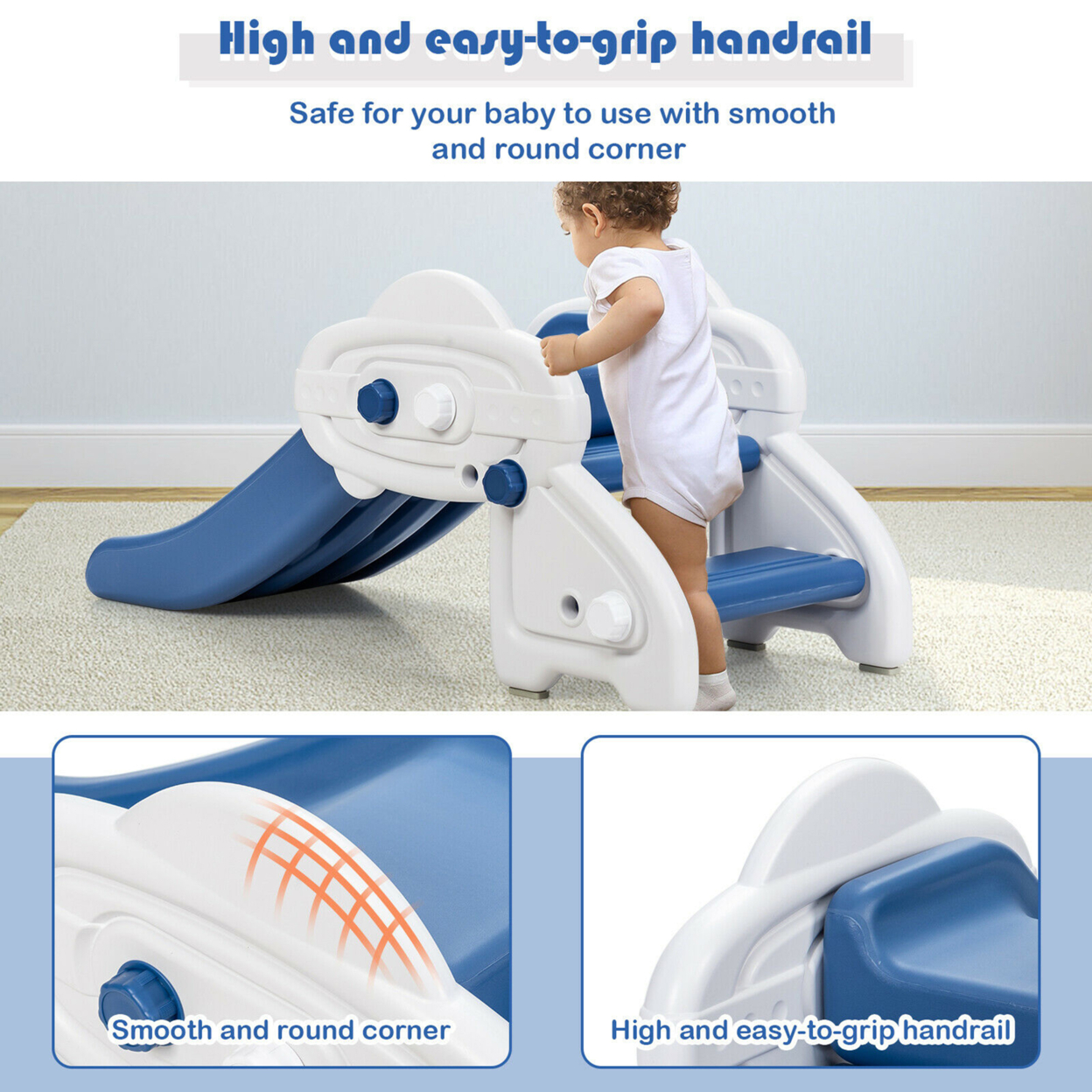 Baby Slide Indoor First Play Climber Slide Set For Boys Girls Blue/Gray - Gray