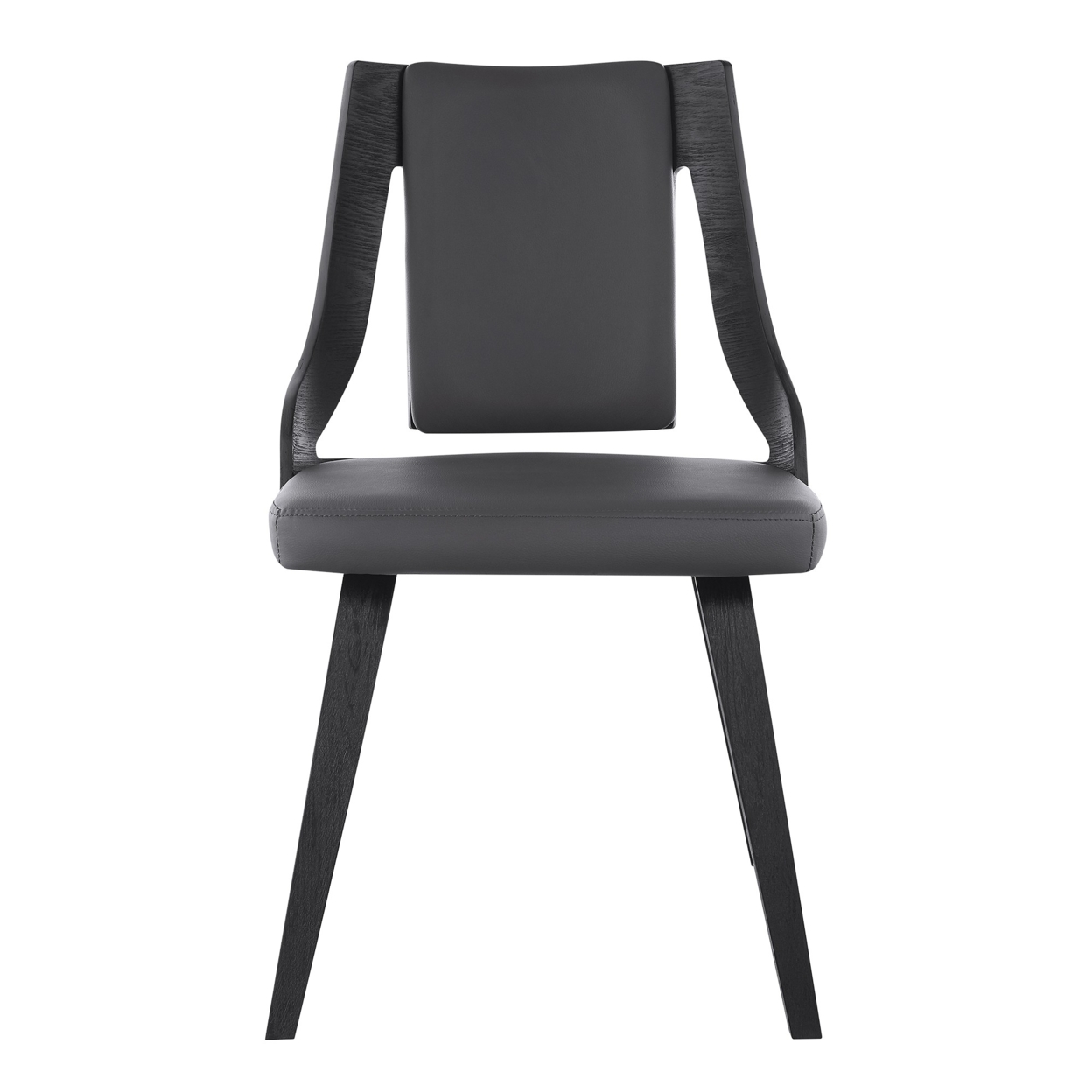 Aniston Gray Faux Leather And Black Wood Dining Chairs - Set Of 2- Saltoro Sherpi