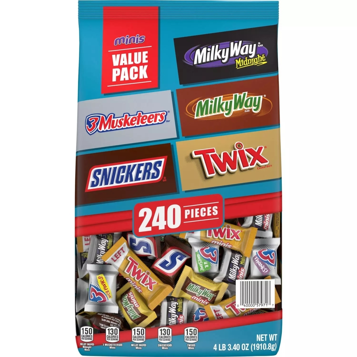 Snickers, Twix And More Chocolate Candy Variety Pack, 67.47 Ounce (240 Pieces)