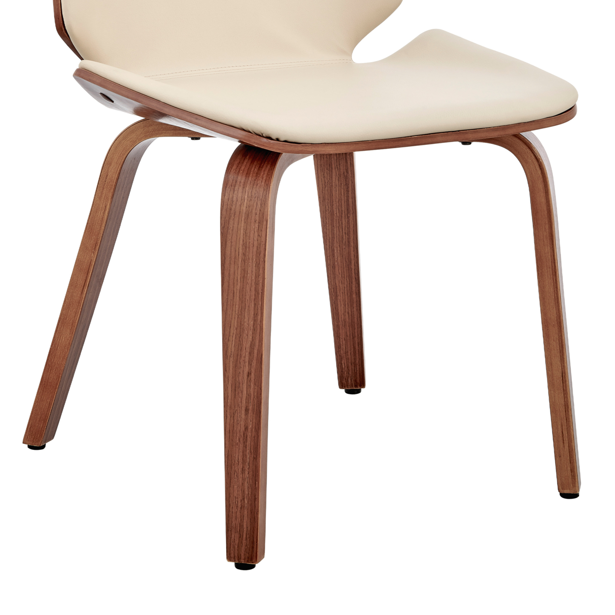 Leatherette Dining Chair With Slightly Curved Seat, Cream- Saltoro Sherpi