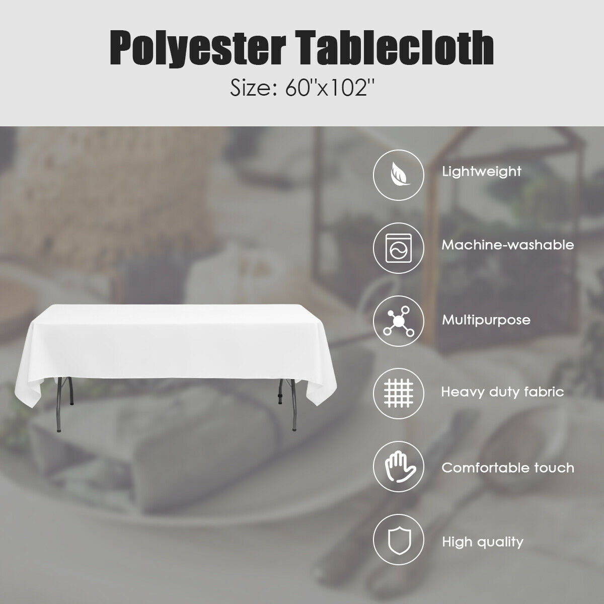10 PCS 60 X 102 Rectangle Polyester Tablecloth Wedding Party Home Decor - White