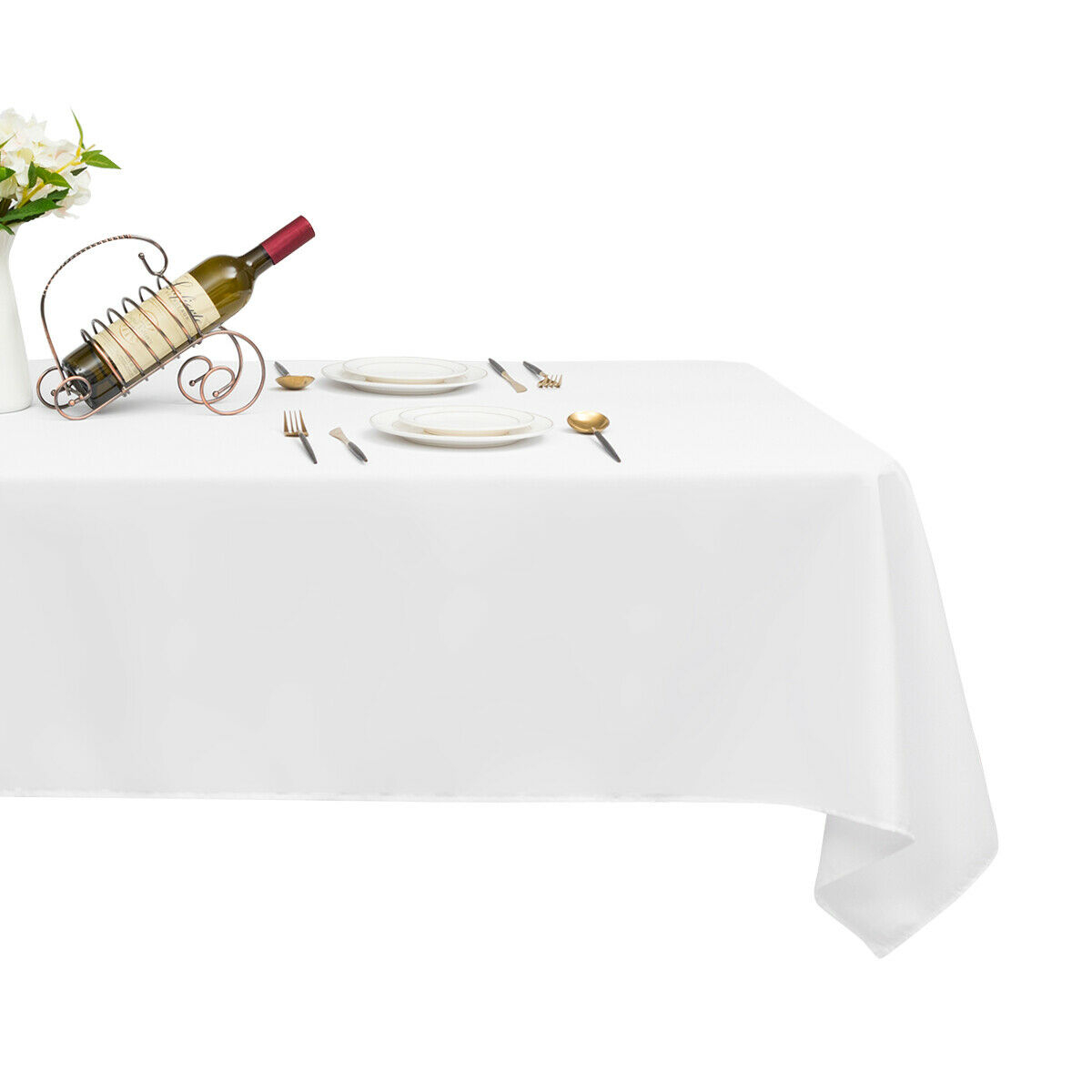 10 PCS 60 X 102 Rectangle Polyester Tablecloth Wedding Party Home Decor - White