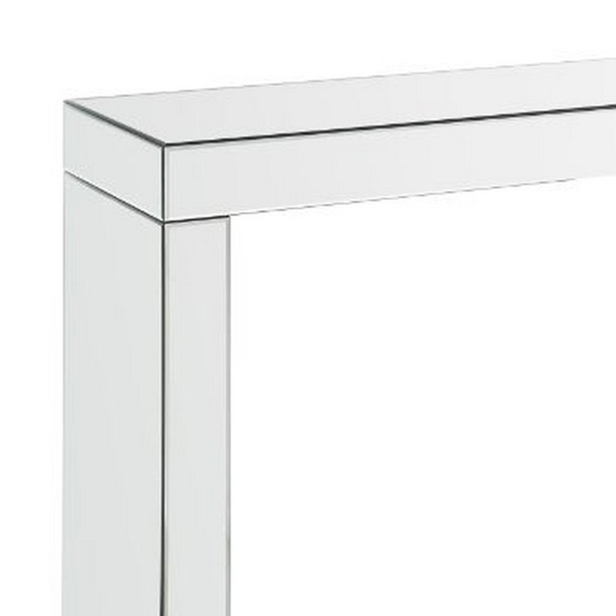 Writing Desk With Mirror Panel Frame And Panel Base, Silver- Saltoro Sherpi