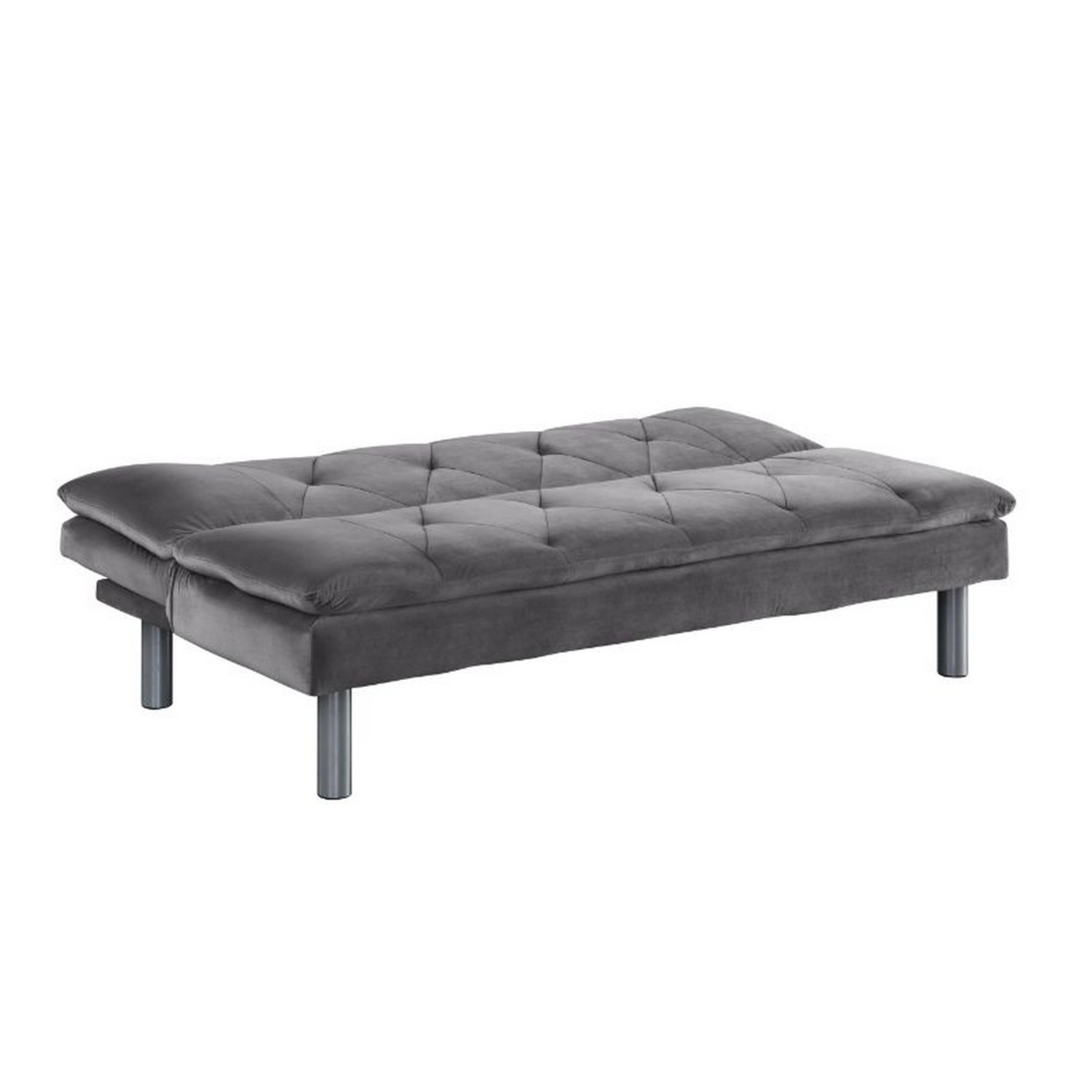 Adjustable Sofa With Diamond Tufting And Metal Legs, Gray- Saltoro Sherpi