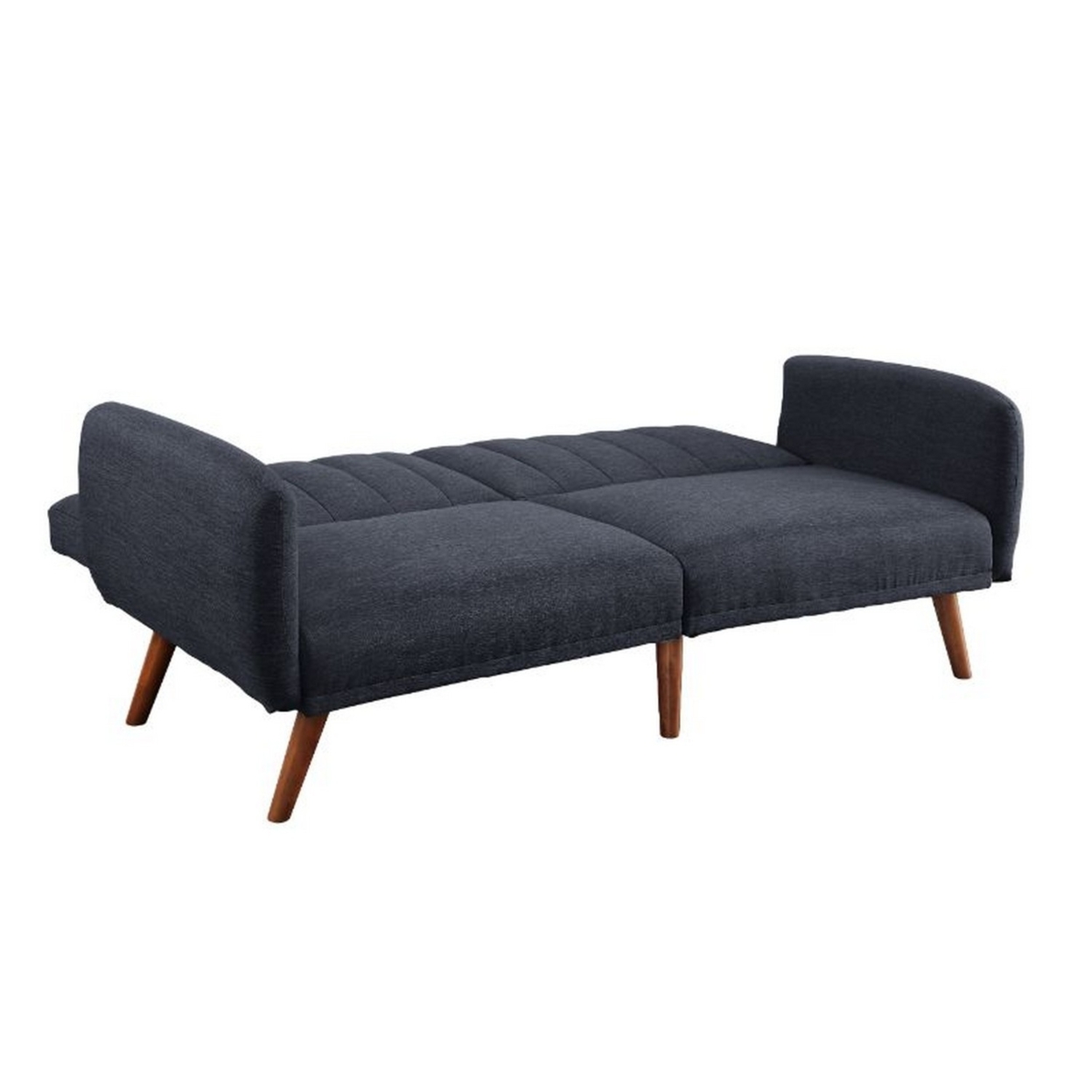 Adjustable Sofa With Channel Stitching And Angled Legs, Gray- Saltoro Sherpi