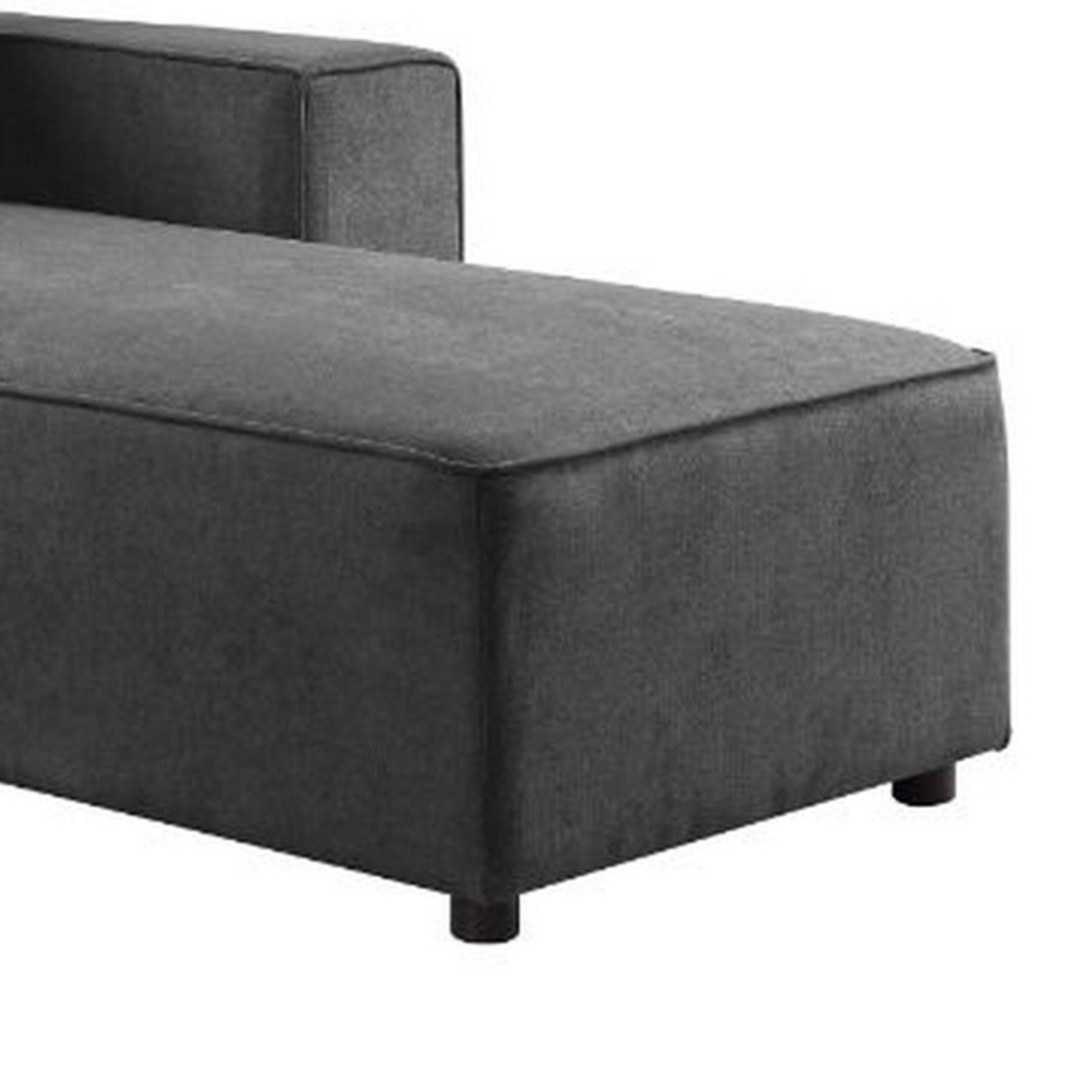 Modular Chaise With Piped Stitch And Loose Pillow Back, Gray- Saltoro Sherpi