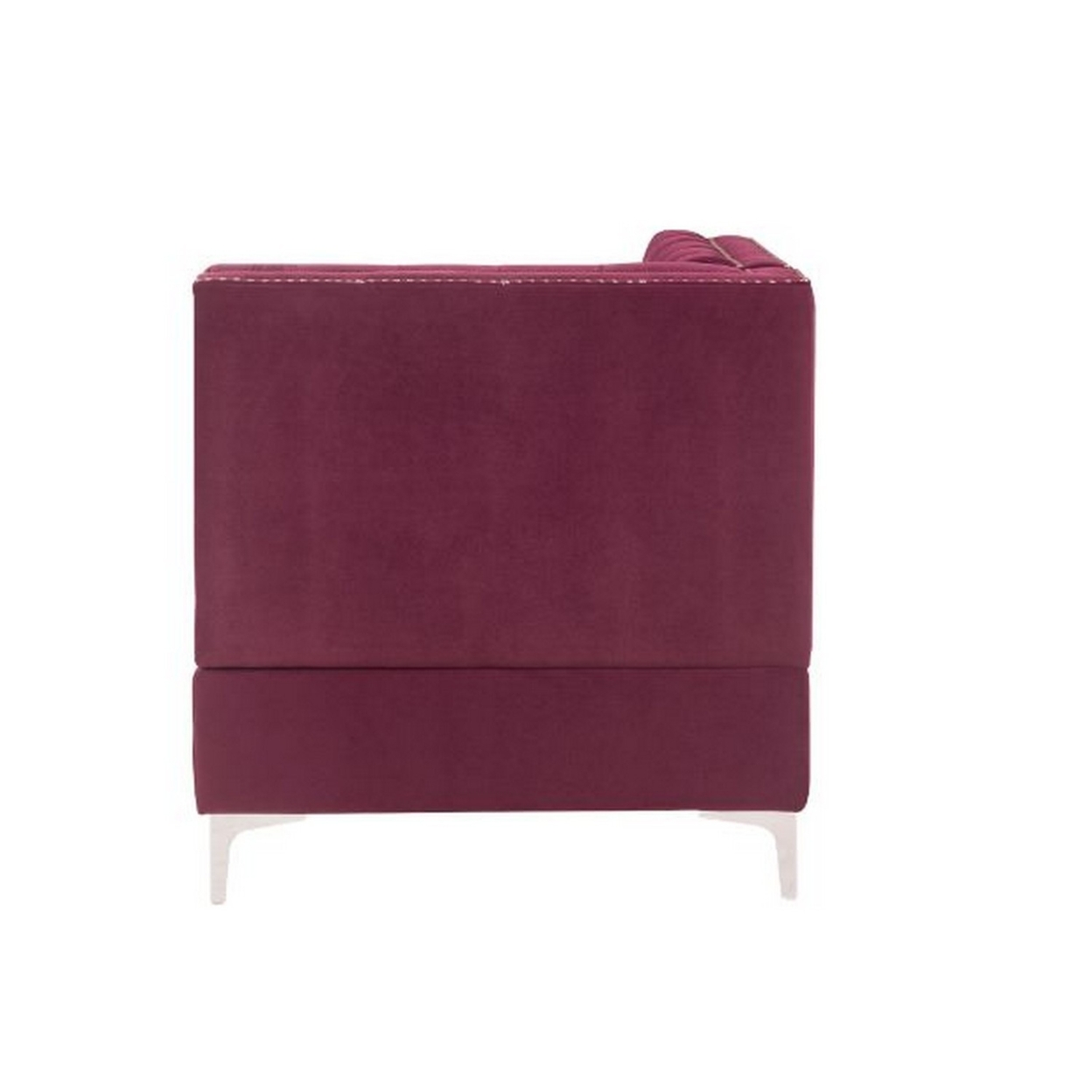 Corner Wedge With Velvet Upholstery And Metal Legs, Red- Saltoro Sherpi