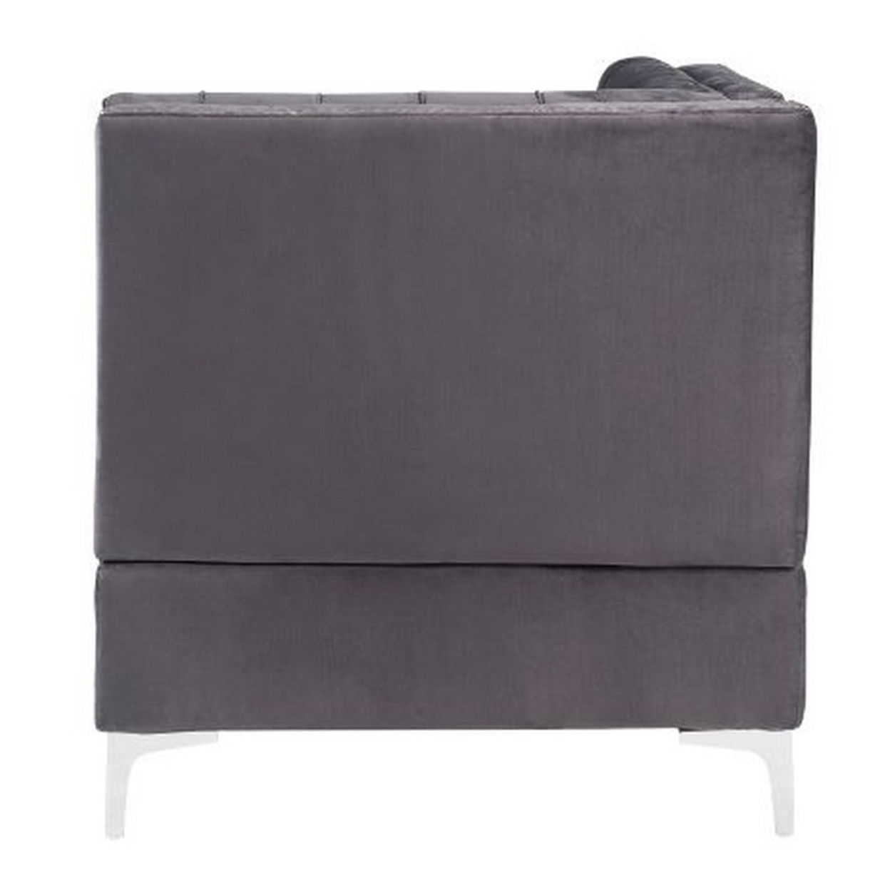 Corner Wedge With Velvet Upholstery And Metal Legs, Gray- Saltoro Sherpi