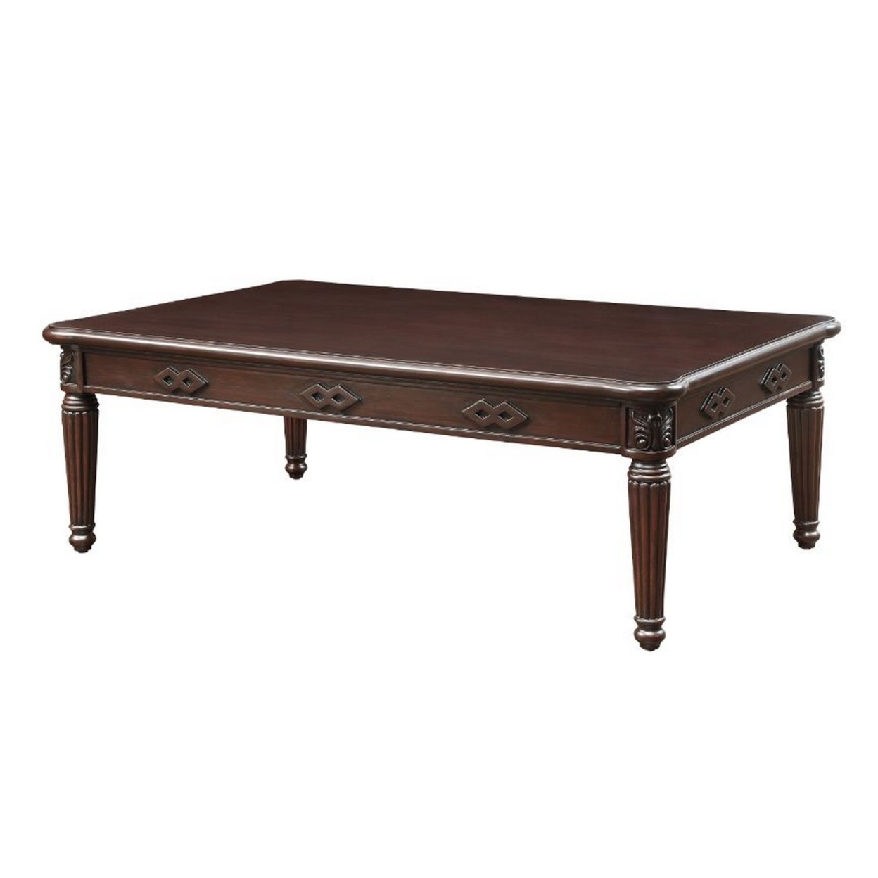 Coffee Table With Traditional Style And Turned Legs, Espresso Brown- Saltoro Sherpi
