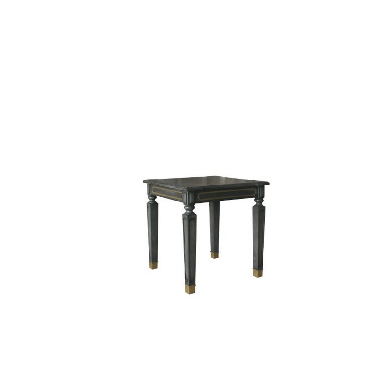 End Table With Wooden Square Tapered Legs, Gray- Saltoro Sherpi